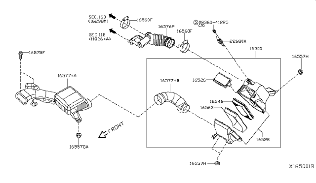2015 Nissan NV  Air Duct Diagram for 165543LM1A