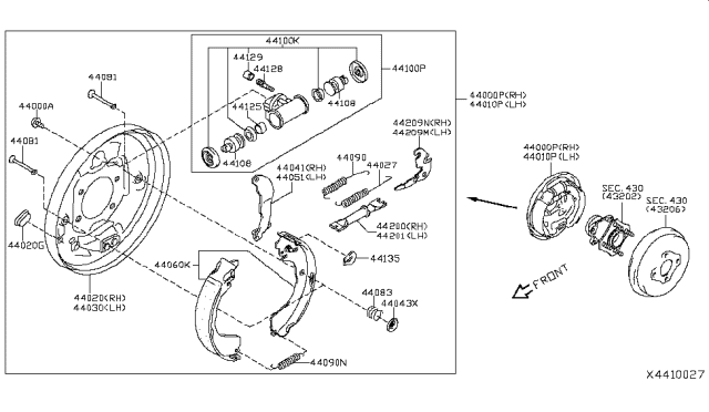 2017 Nissan NV  Cylinder Assy-Rear Wheel Diagram for 44100VE401