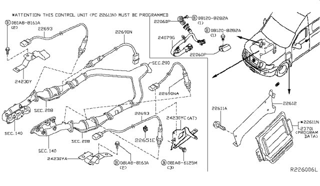 2017 Nissan NV  Harness Assy-Engine Room Sub Diagram for 24079EA200