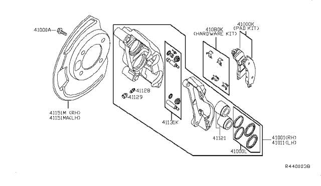 2016 Nissan NV  CALIPER Assembly-Front LH, W/O Pads Or SHIMS Diagram for 410111PA1A