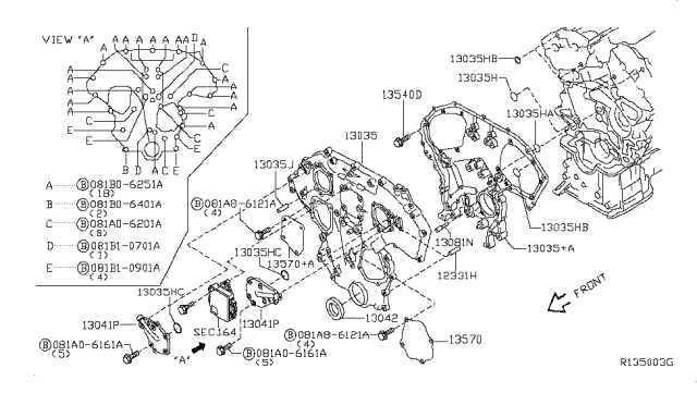 2019 Nissan NV Cover-Belt, Back Diagram for 13570ZA010