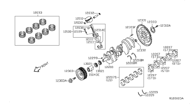 2015 Nissan NV  CRANKSHAFT Assembly Diagram for 12200EZ30A