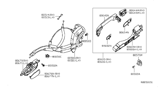 2012 Nissan NV Gasket-Outside Handle Diagram for 80654EA000