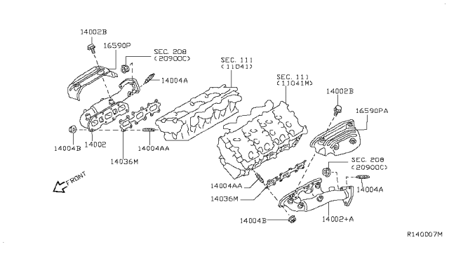 2016 Nissan NV Exhaust Manifold Diagram for 14002EA21A