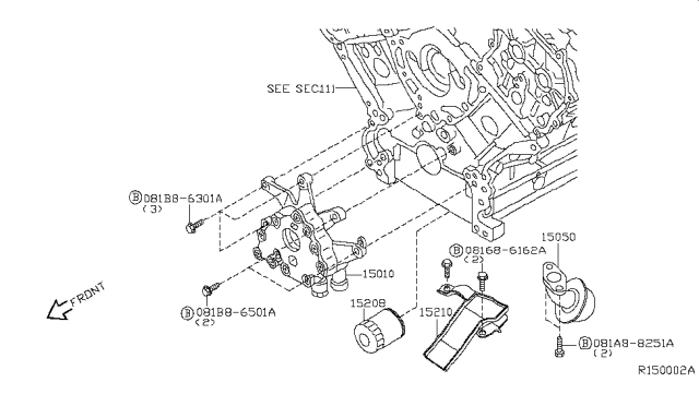 2017 Nissan NV Oil Strainer Assembly Diagram for 150507S000