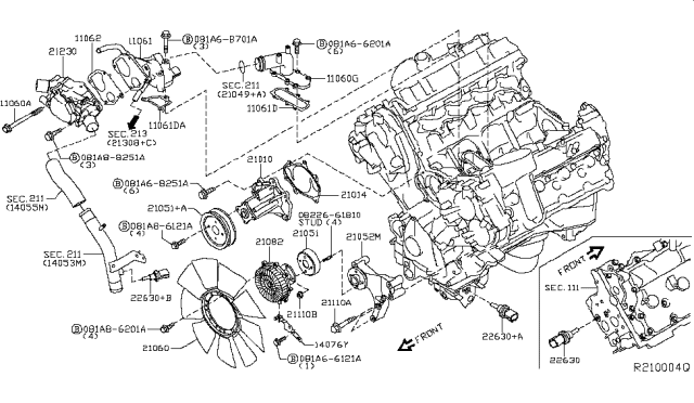 2018 Nissan NV Engine Coolant Temperature Sensor Diagram for 226307Y000