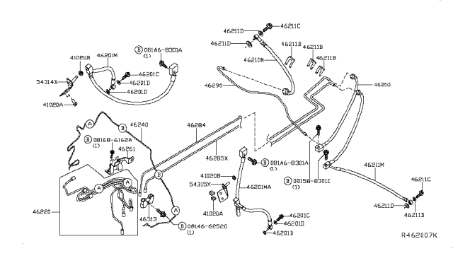 2019 Nissan NV  Bracket-Brake Tube Diagram for 462611PA0A