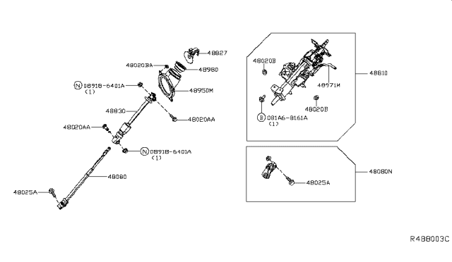 2019 Nissan NV Shaft Assy-Steering Column, Lower Diagram for 488221PA0B