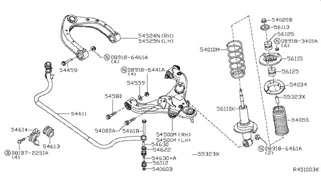 2014 Nissan NV  Link Complete-Front Suspension, Lower Rh Diagram for 545001PA0D