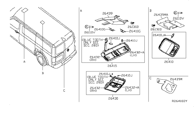 2018 Nissan NV Bracket-Map Lamp Diagram for 264381PA0A