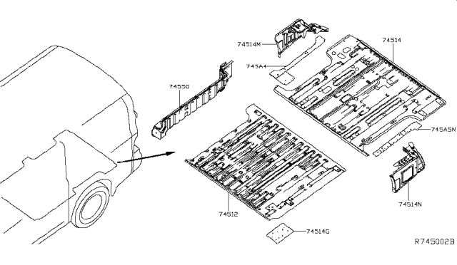 2019 Nissan NV Reinforce Assembly-Rear Floor, Rear RH Diagram for G45A41PAMA