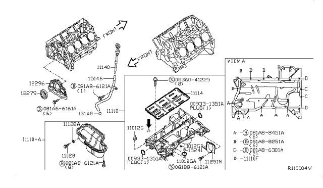 2013 Nissan NV  Bolt Diagram for 11035EA20A