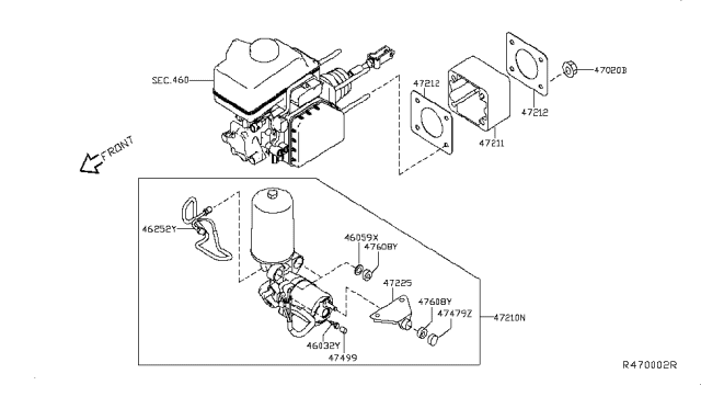 2013 Nissan NV Booster Assy-Brake, Hydraulic Diagram for 472101PA0A