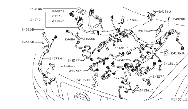2017 Nissan NV  Bracket-Harness Clip Diagram for 24239EA211