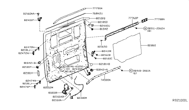 2019 Nissan NV  Female Assy-Dovetail Upper Diagram for 824721PA5A