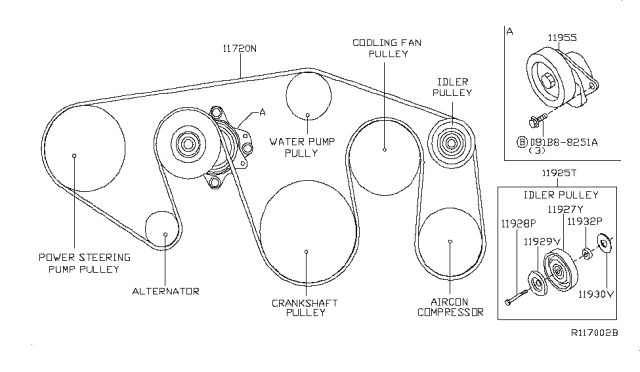 2018 Nissan NV  Tensioner Assy-Auto Diagram for 11955EZ30A