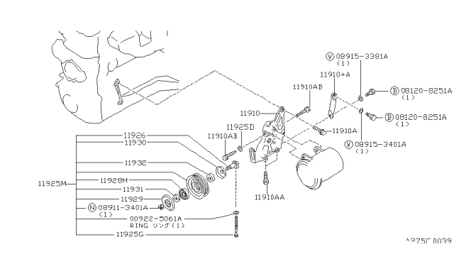 1991 Nissan Axxess  Ring-Snap Diagram for 009225061A
