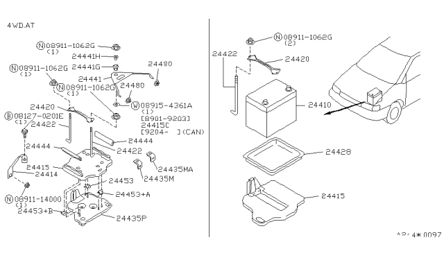 1993 Nissan Axxess  Tray-Battery Diagram for 2442856L00