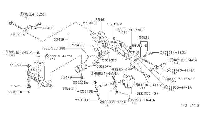 1992 Nissan Axxess  Nut Diagram for 089128441A