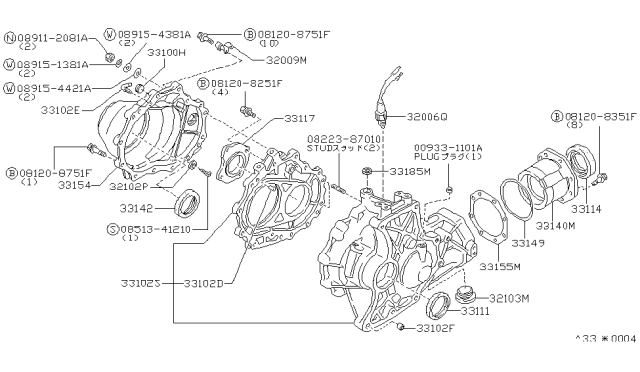 1992 Nissan Axxess  Bolt-Hex Diagram for 081208751F