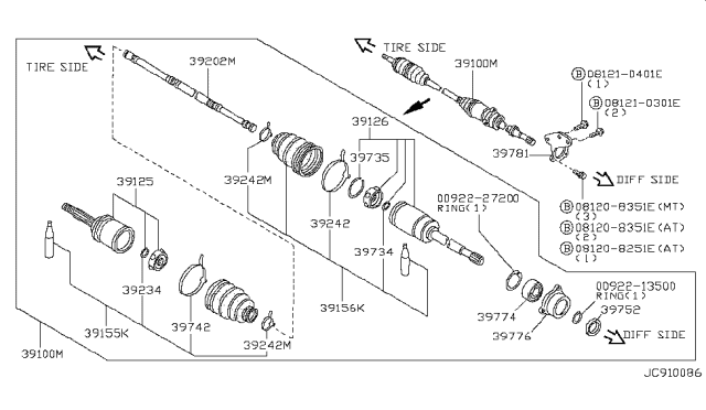 1992 Nissan Axxess  Repair Kit-Dust Cover A Diagram for 3924101E27