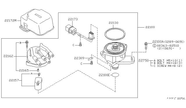 1991 Nissan Axxess Rotor Head Diagram for 2215730R00