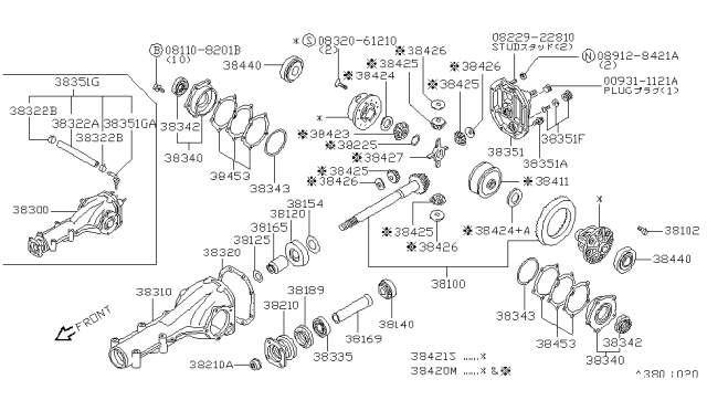 1993 Nissan Axxess  Bolt Re Cover Diagram for 38321U3000