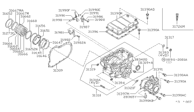 1994 Nissan Axxess Stud-Fix Converter Housing Diagram for 0115100271