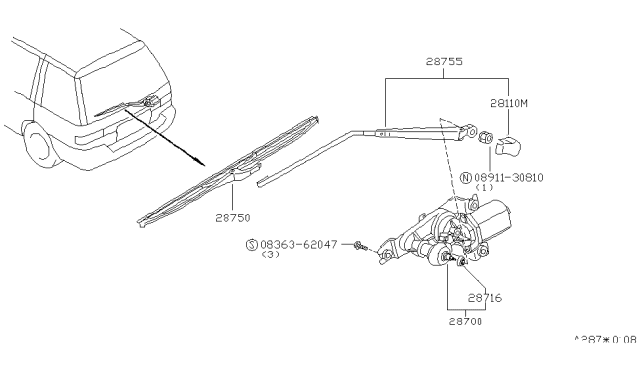 1993 Nissan Axxess  Screw Machine Diagram for 0836362047