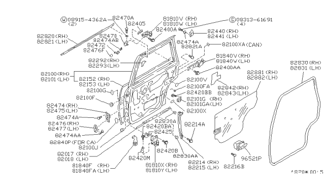1991 Nissan Axxess  STOPPER Diagram for 80872W1010