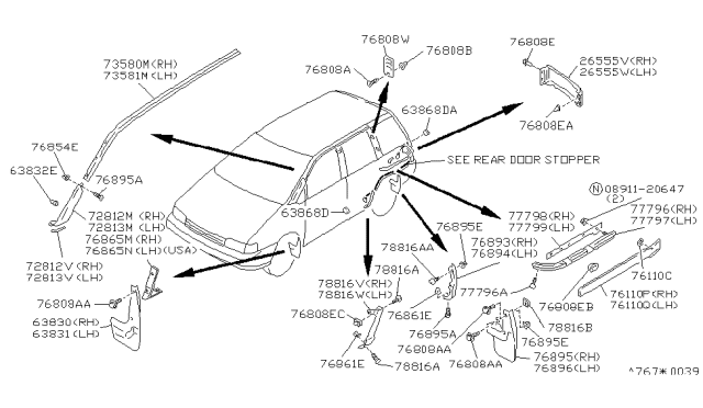 1991 Nissan Axxess  GROMMET Screw Diagram for 0128100111