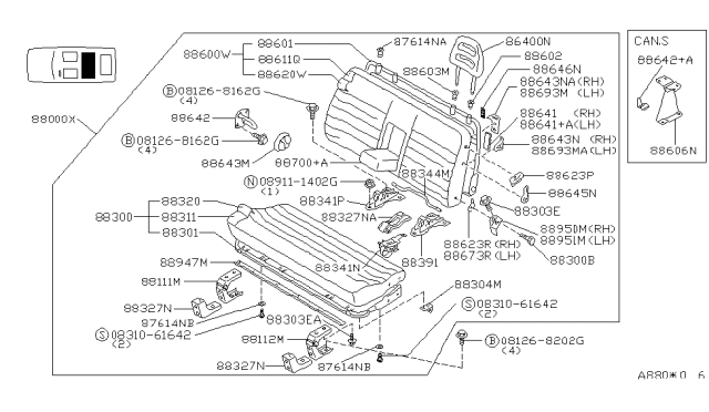 1990 Nissan Axxess Bolt Hex Diagram for 081268162G