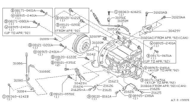 1990 Nissan Axxess Bolt Hex Diagram for 081710651A