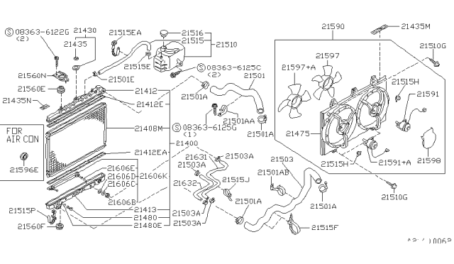 1989 Nissan Axxess  Cap Reserve Tank Diagram for 2171250M01