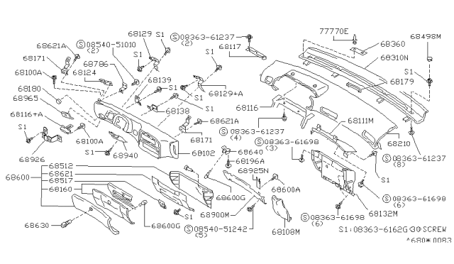 1989 Nissan Axxess  Screw-Machine Diagram for 0836361237