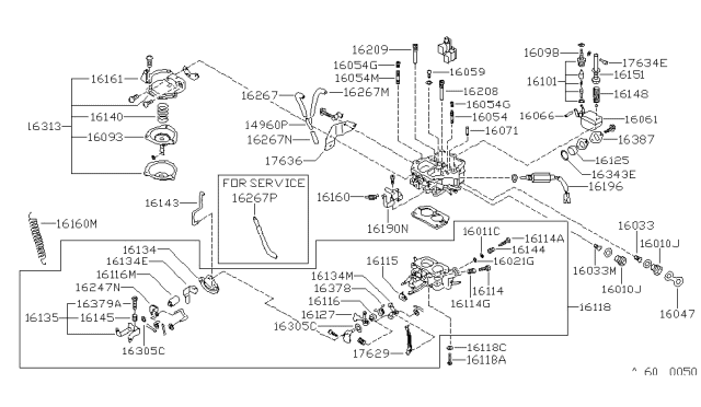 1980 Nissan Datsun 310  Valve Needle Diagram for 16101H7860