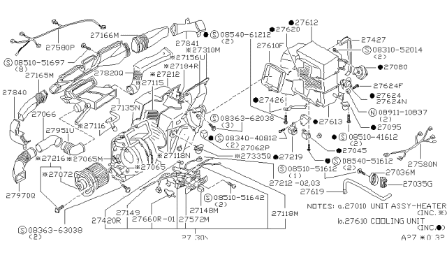 1981 Nissan Datsun 310  Control Air Con Diagram for 27030M6600