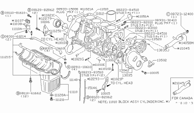 1980 Nissan Datsun 310  Stud Diagram for 0822382010