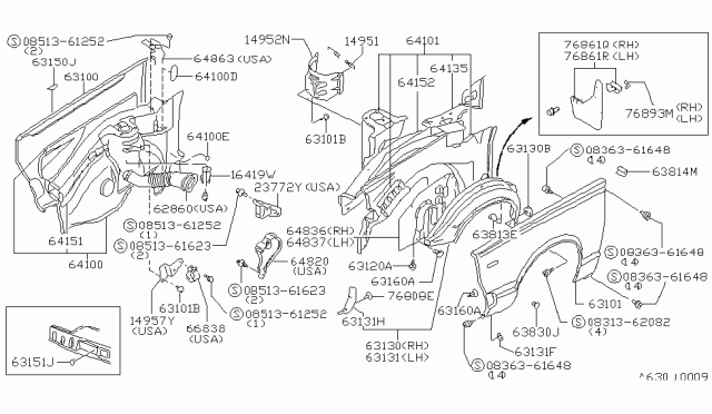 1982 Nissan Datsun 310  REINF-HOODLEDGE L Diagram for 64181M6600