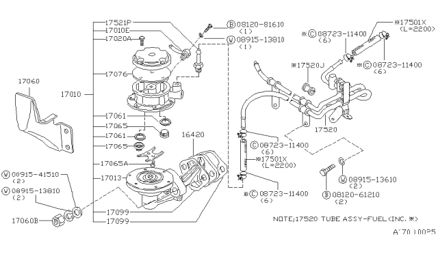 1979 Nissan Datsun 310  Valve Diagram for 17065M0110