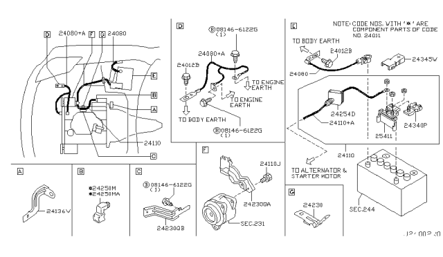 2006 Nissan 350Z  Bracket Diagram for 24230AM601