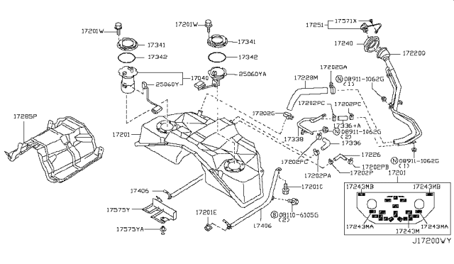 2007 Nissan 350Z  Protector-Fuel Tank Diagram for 17285CD000