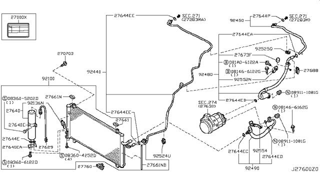 2008 Nissan 350Z  Hose Flexible, High Diagram for 92490EV00B