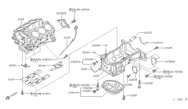 2007 Nissan 350Z  Cylinder Block Diagram for 11000EY00A