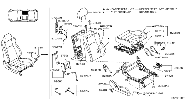 2003 Nissan 350Z  Harness-Front Seat Diagram for 87019CD010