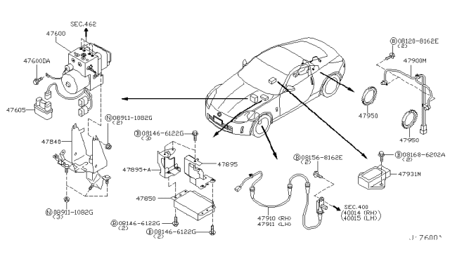 2004 Nissan 350Z  Transmission Abs Control Module Diagram for 47851CD300