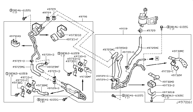 2005 Nissan 350Z Bracket-Tube Diagram for 49730CD711