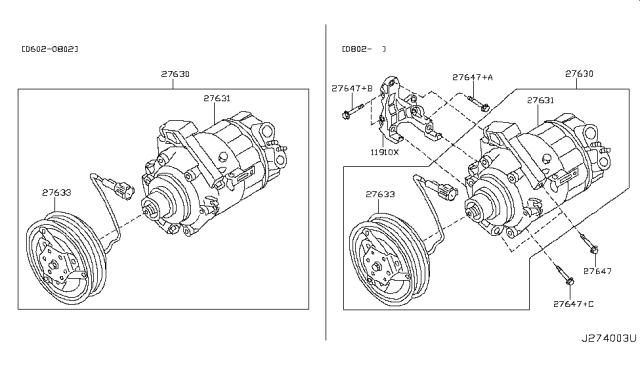 2004 Nissan 350Z Bracket - Compressor Diagram for 11910AM600