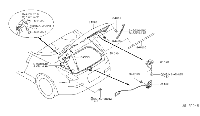 2005 Nissan 350Z  Trunk Lock Assembly Diagram for 84631CE400
