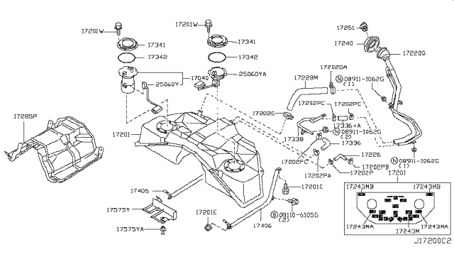 2003 Nissan 350Z  Fuel Level Sensor Diagram for 25060CD010